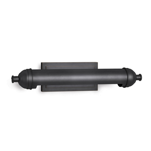 Black wall fixture with a cylinder shaped metal shade